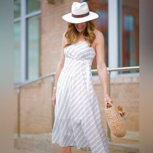 Moon River 100% Cotton Striped Midi Dress